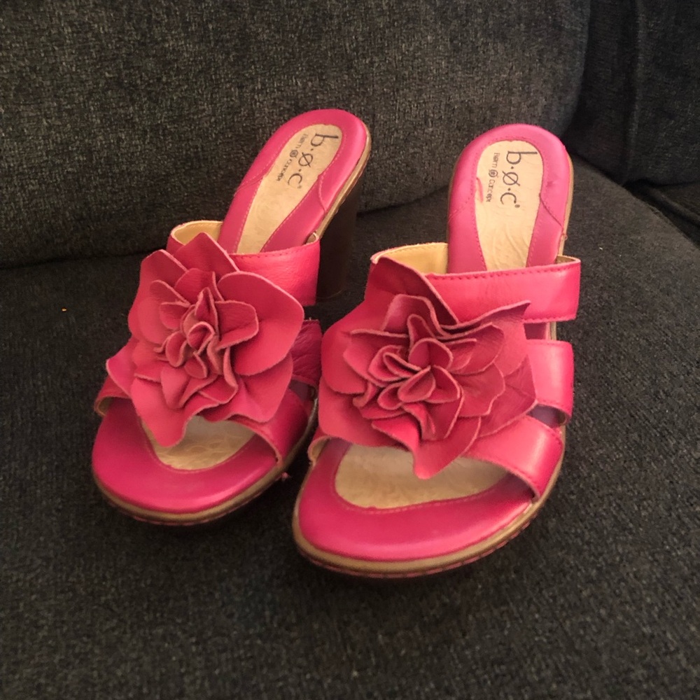 b.o.c. Pink Ruffled Slide Sandals